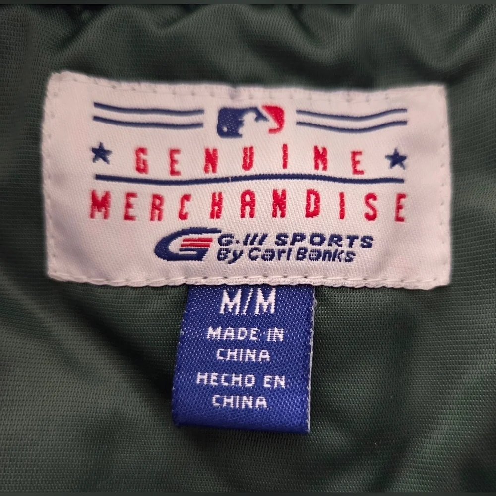 VINTAGE GENUINE MERCHANDISE OAKLAND ATHLETICS SATIN BOMBER JACKET.